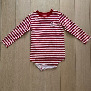 Red and White Striped Long Sleeve Onesie